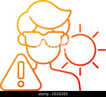 Overexposure to sun gradient linear vector icon Stock Vector