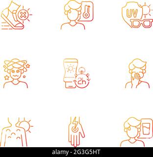 Heatstroke prevention linear icons set Stock Vector Image & Art - Alamy