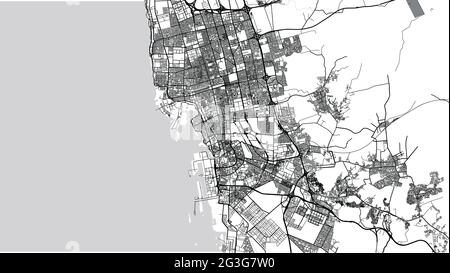 Urban city map of Jeddah. Vector illustration, Jeddah map grayscale art ...