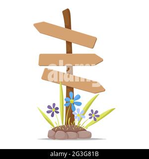 Wooden signpost illustration. Isolated on white background. Stock Vector