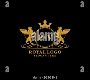 PV Letter Lion Royal Luxury Heraldic,Crest Logo template in vector art ...