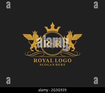 RR Letter Lion Royal Luxury Logo template in vector art for luxurious ...