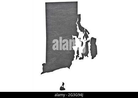 Map of Rhode Island on dark slate Stock Photo