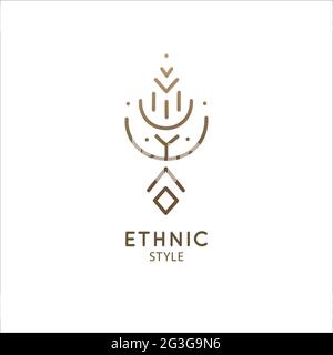 Vector logo of geometric elements template. Squire sacred symbol. Outline icon of abstract shapes Stock Vector