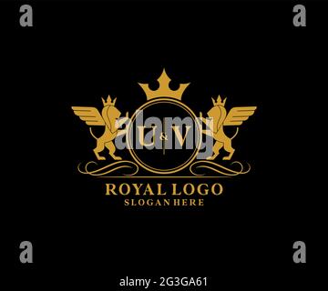 UV Letter Lion Royal Luxury Logo template in vector art for luxurious ...