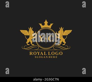 YC Letter Lion Royal Luxury Heraldic,Crest Logo template in vector art for Restaurant, Royalty, Boutique, Cafe, Hotel, Heraldic, Jewelry, Fashion and Stock Vector