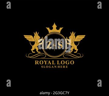 ZS Letter Lion Royal Luxury Logo template in vector art for Restaurant ...