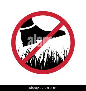Please stay off the lawn, Prohibited keep off the green grass or forbidden stepping sign on white Stock Vector