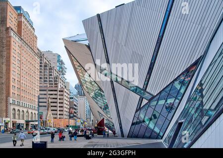 Building exterior architecture of the Royal Ontario Museum or ROM, Toronto, Canada Stock Photo