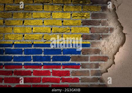 Dark brick wall with plaster - Colombia Stock Photo