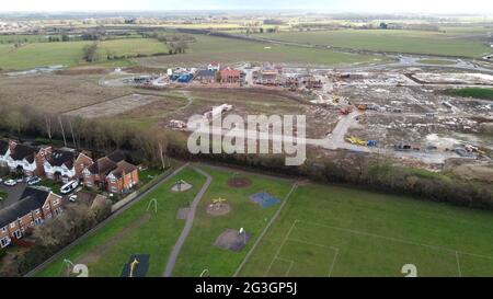 Aerial View of  New Housing Construction Site Development, Minster Way, Beverley, East Riding of Yorkshire, England, UK, January 2021 Stock Photo