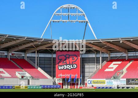 Llanelli, Wales. 15 June, 2021. Parc y Scarlets before the Women's International Friendly match between Wales Women and Scotland Women at Parc y Scarlets in Llanelli, Wales, UK on 15, June 2021. Credit: Duncan Thomas/Majestic Media/Alamy Live News. Stock Photo