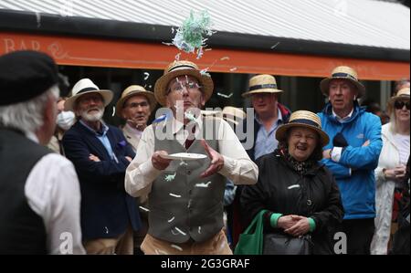 People celebrating Bloomsday in Duke Street Dublin. Picture date ...