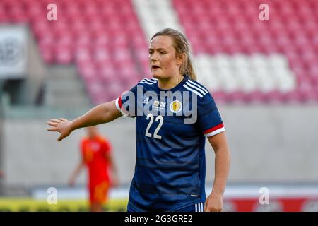 Llanelli, Wales. 15 June, 2021. Erin Cuthbert of Scotland Women during the Women's International Friendly match between Wales Women and Scotland Women at Parc y Scarlets in Llanelli, Wales, UK on 15, June 2021. Credit: Duncan Thomas/Majestic Media/Alamy Live News. Stock Photo