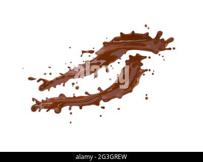 3d illustration of chocolate splash on white background with clipping path Stock Photo