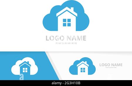 Vector real estate logo combination. House and cloud logotype design template. Stock Vector