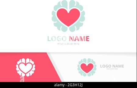 Vector heart and brain logo combination. Love education logotype design template. Stock Vector