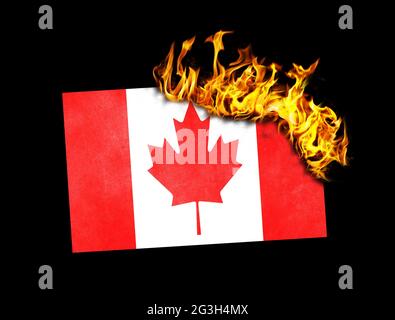 Flag burning - Canada Stock Photo