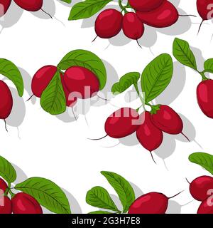 Miracle fruits repeating pattern, editable vector template Stock Vector