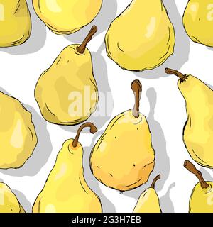 Pears repeating pattern, editable vector template Stock Vector