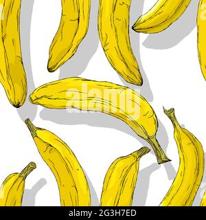 Bananas repeating pattern, editable vector template Stock Vector