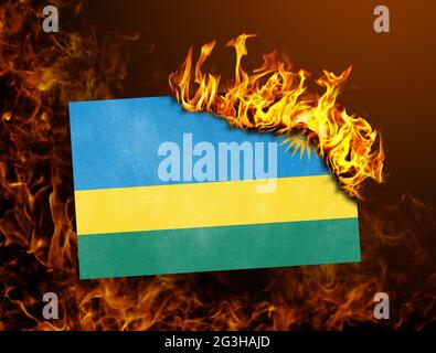 Flag burning - Rwanda Stock Photo