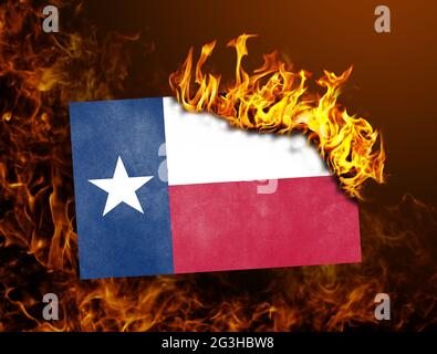 Flag burning - Texas Stock Photo