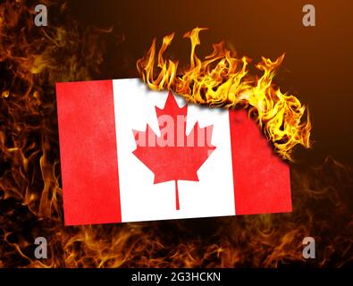 Flag burning - Canada Stock Photo