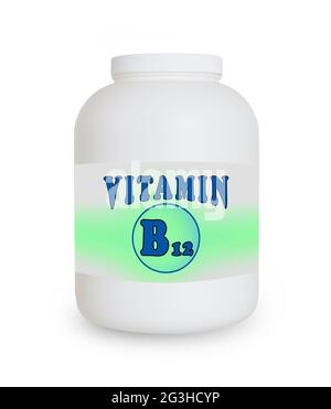 Vitamin B12 container Stock Photo