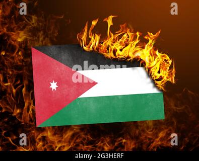 Flag burning - Jordan Stock Photo