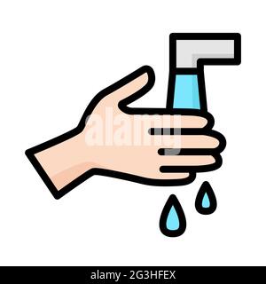 Clean your hands icon with clean water to avoid corona bacteria and viruses Stock Vector