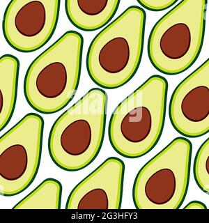 Seamless vector pattern with avocado halves for print, fabric and organic, vegan. Proper nutrition, food, healthy breakfast, eco and fresh fruits and Stock Vector