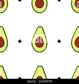 Seamless vector pattern with avocado halves for print, fabric and organic, vegan. Proper nutrition, food, healthy breakfast, eco and fresh fruits and Stock Vector