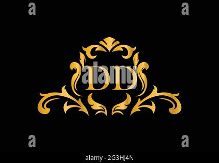 Luxury Alphabet letters DD. Golden Floral alphabet . Monogram initials perfectly for wedding invitations, greeting card, logo, and other design. Stock Vector