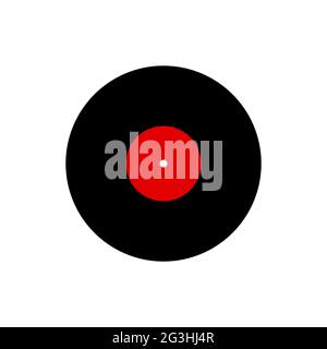Sign music record. Retro record isolated on white background. Minimadist flat symbol of music, songs, parties, track, DJs. Round color trend icon. Bla Stock Vector