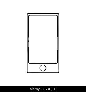 Line icon phone. Doodle outline smartphone isolated on white background. Hand drawn Sign of mobile, online communication, social networks, blogging. B Stock Vector
