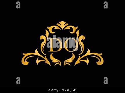Luxury Alphabet letters DO. Golden Floral alphabet . Monogram initials perfectly for wedding invitations, greeting card, logo, and other design. Stock Vector