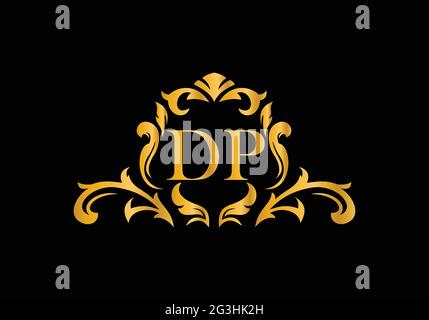 Luxury Alphabet letters DP. Golden Floral alphabet . Monogram initials perfectly for wedding invitations, greeting card, logo, and other design. Stock Vector