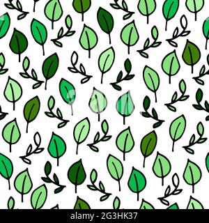 Seamless floral vector pattern. Green Leaves and Twigs Isolated on White Background. Tropical ornament for wallpaper, textile, wrapping paper, posters Stock Vector