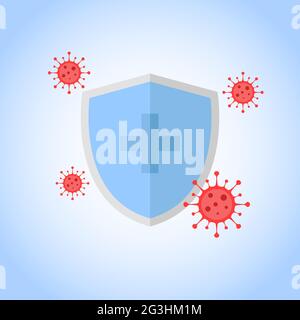 Vector illustration fight covid-19 corona virus shield Stock Vector