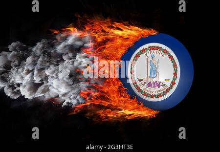 Flag with a trail of fire and smoke - Virginia Stock Photo