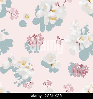 Trendy Seamless Floral Pattern In Vector. ideal for calico fabric design Stock Vector