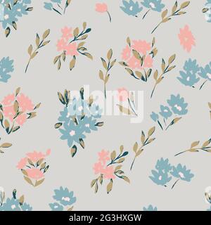Trendy Seamless Floral Pattern In Vector. ideal for calico fabric design Stock Vector