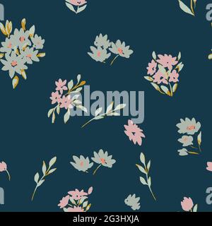 Trendy Seamless Floral Pattern In Vector. ideal for calico fabric design Stock Vector