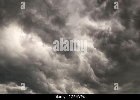 Dark clouds background before thunderstorm Stock Photo