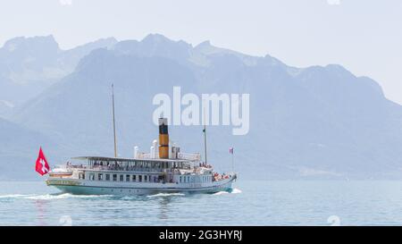 Swiss excursion boat sailing Stock Photo