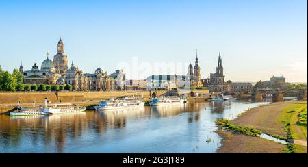panoramic view at the old town of dresden, germany Stock Photo