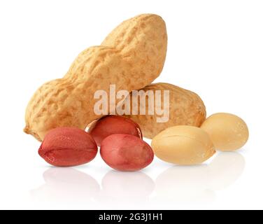 Heap of peanuts isolated on white background Stock Photo