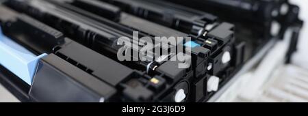 Toner cartridges for laser color printers and mfp Stock Photo