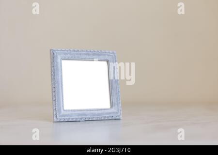 Empty Wooden Photo Frame Stock Photo